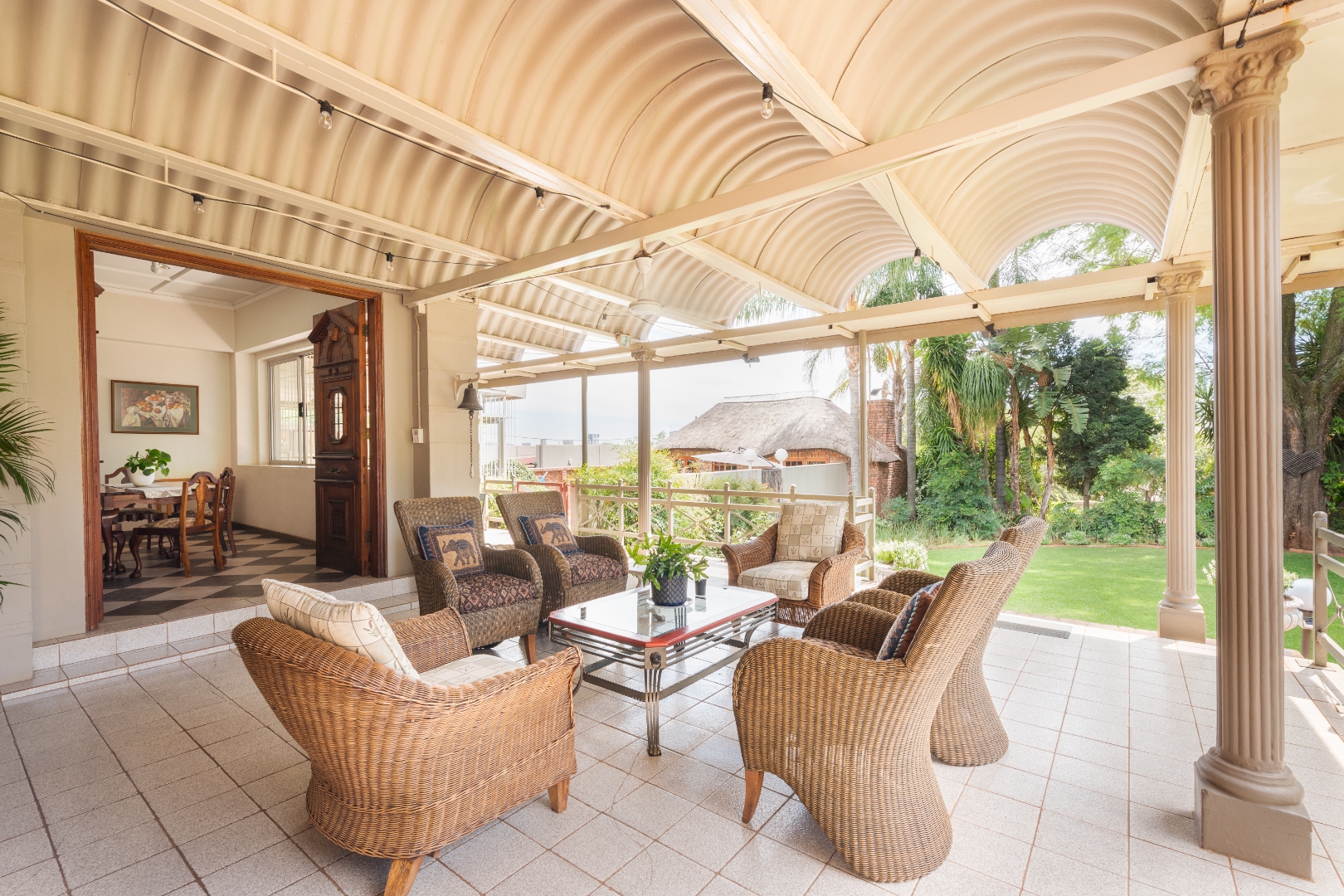 Veranda lounge overlooking the garden